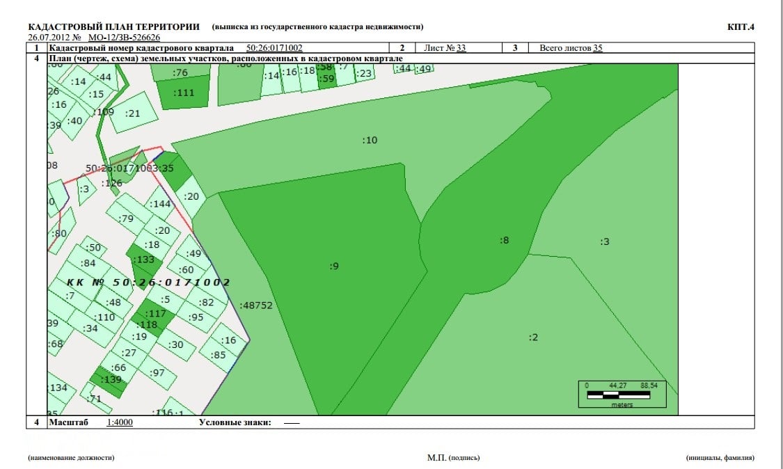 Кадастровый план участка в Исетском